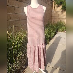 Sleeveless Striped Maxi Dress - Pink